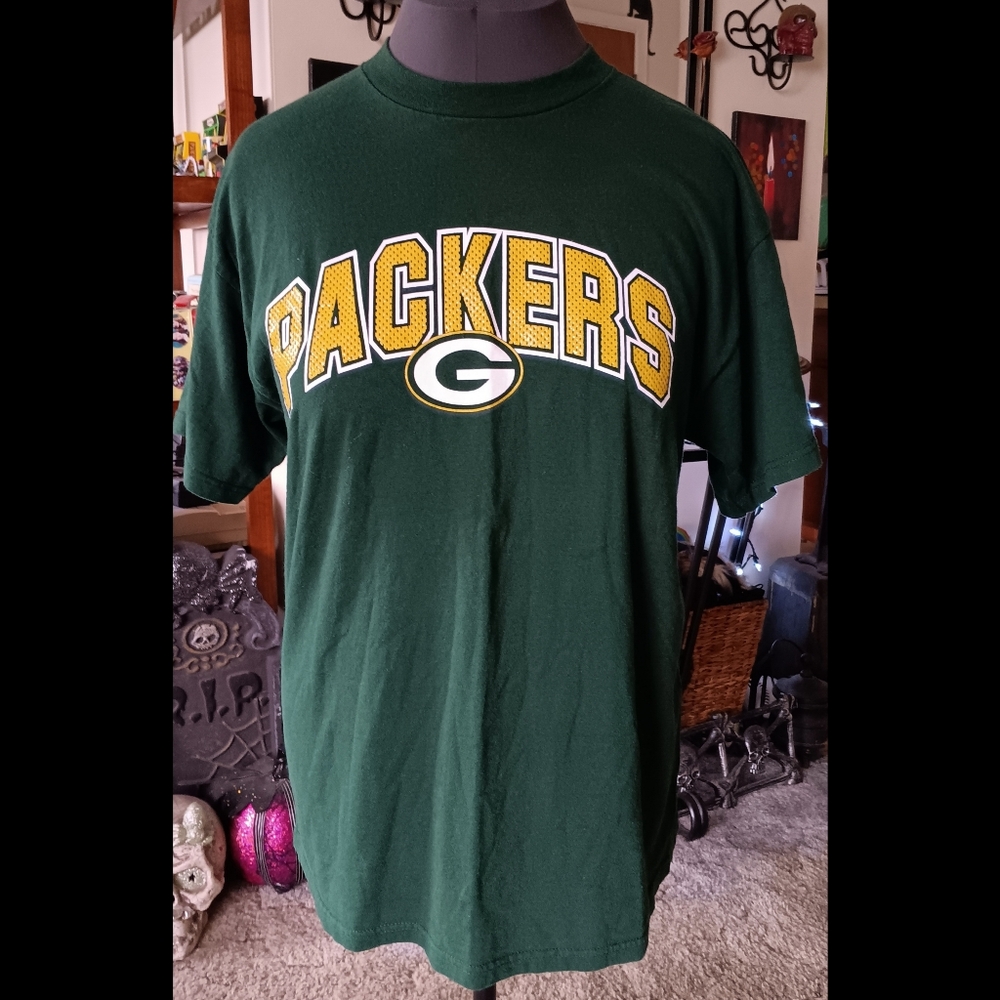 💚💛 Green Bay Packers Delta Pro Weight Cotton Tee Large Vintage NFL Football